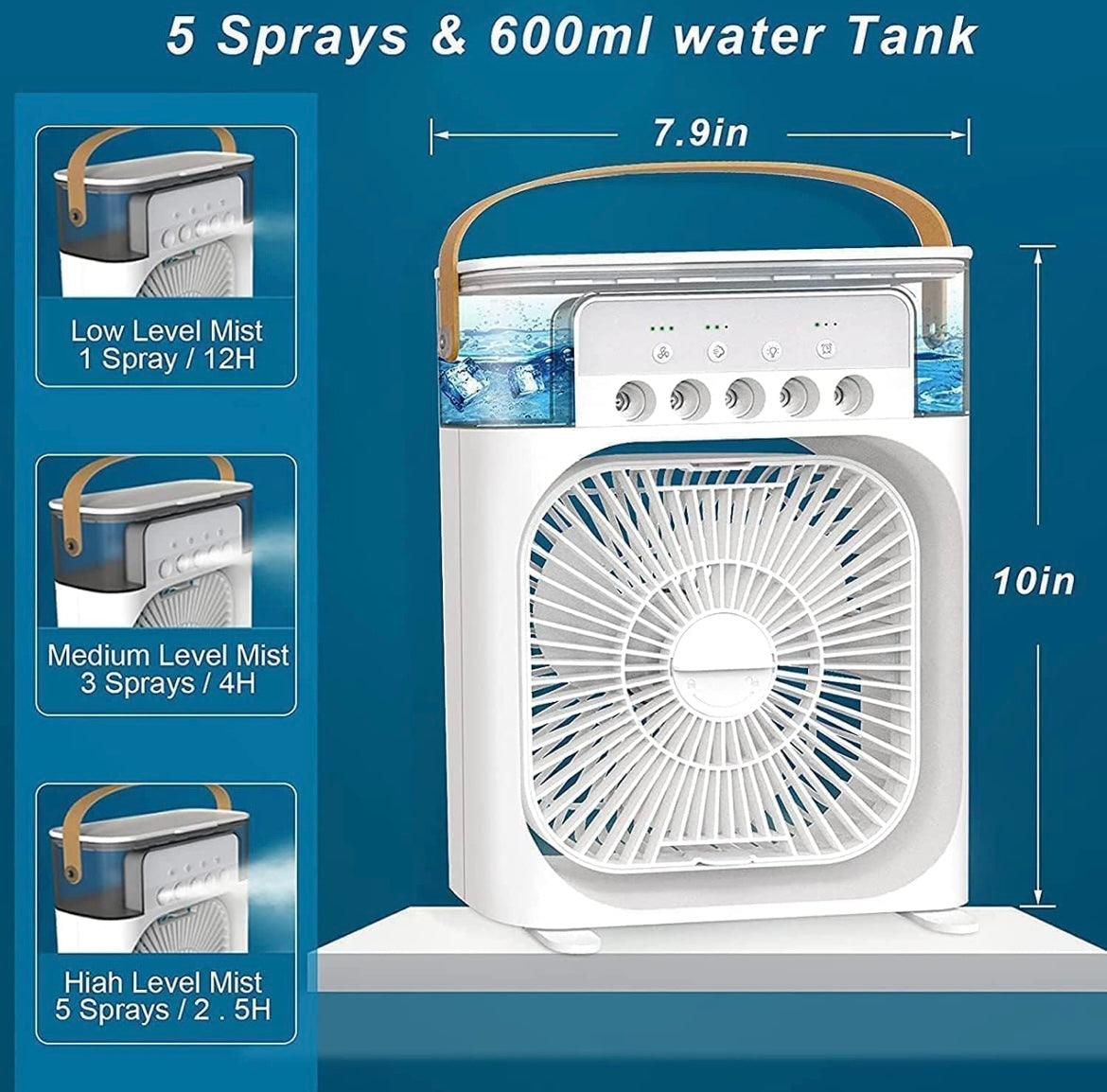 Portable Air Cooler with Water Tank and Fan